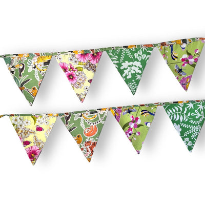 Upcycled Green Bunting – Wall Decor on Brown Living™. SKU: UMW - BUNTING - Green - 01. Img 3.
