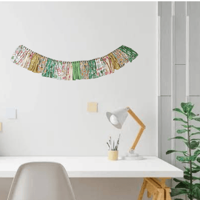 Upcycled Green Fringes – Wall Decor on Brown Living™. SKU: UMW - Fringe - Green - 01. Img 1.
