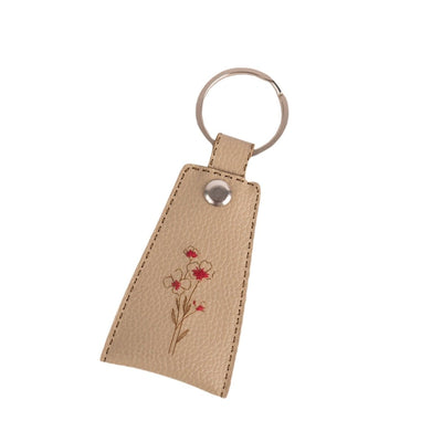 Upcycled Hand Embroidery Flower Key Chain – Gift on Brown Living™. SKU: KC012 - KC. Img 1.