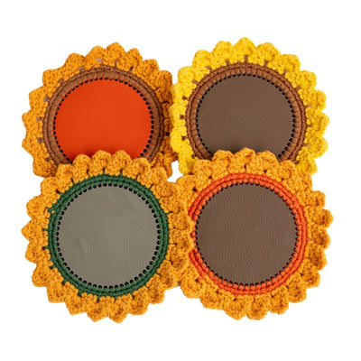 Upcycled Hand Made Coaster Set Of - 4 – Coasters on Brown Living™. SKU: COT19F. Img 4.