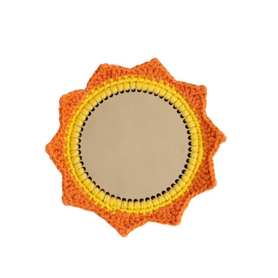 Upcycled Hand Made Orange & Yellow Crochet Coaster Set Of - 4 – Coasters on Brown Living™. SKU: COT23. Img 3.