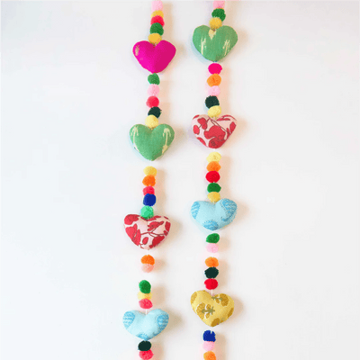 Upcycled Hearty Pom Pom String – Wall Decor on Brown Living™. SKU: UMW - HEART - STRING - 01. Img 3.
