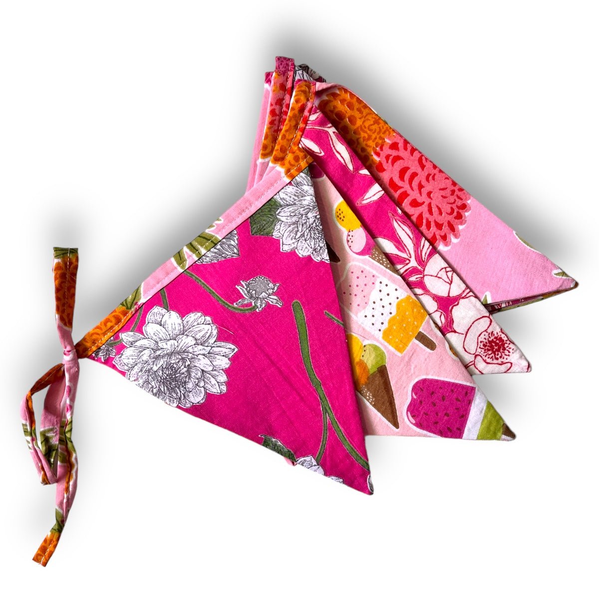 Upcycled Pink Bunting – Wall Decor by USE ME WORKS available on Brown Living™. Pack of 1 . SKU: UMW - Bunting - Pink - 01. Img 5.