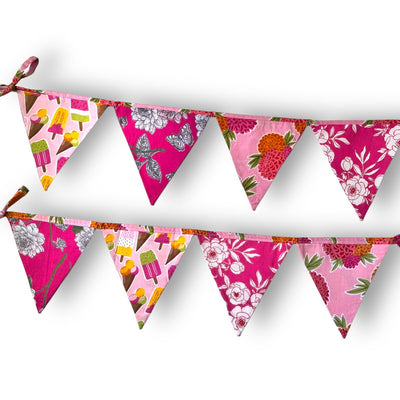 Upcycled Pink Bunting – Wall Decor on Brown Living™. SKU: UMW - Bunting - Pink - 01. Img 6.