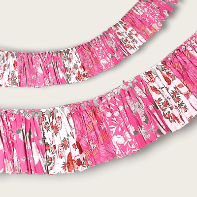 Upcycled Pink Fringes – Wall Decor on Brown Living™. SKU: UMW - Fringe - Pink - 01. Img 3.