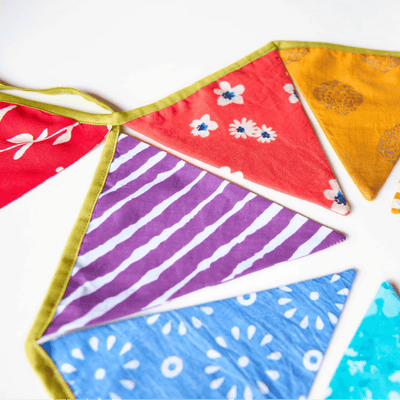 Upcycled Rainbow Bunting – Wall Decor on Brown Living™. SKU: UMW - BUNTING - PRN - 01. Img 5.