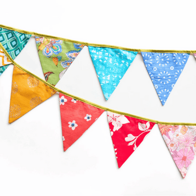 Upcycled Rainbow Bunting – Wall Decor on Brown Living™. SKU: UMW - BUNTING - PRN - 01. Img 3.
