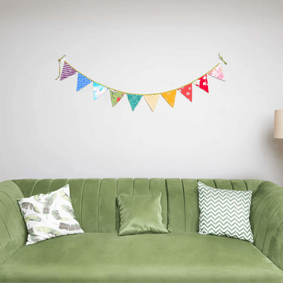 Upcycled Rainbow Bunting – Wall Decor on Brown Living™. SKU: UMW - BUNTING - PRN - 01. Img 2.