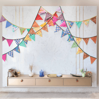 Upcycled Rainbow Bunting – Wall Decor on Brown Living™. SKU: UMW - BUNTING - PRN - 01. Img 4.