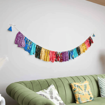 Upcycled Rainbow Fringes – Wall Decor on Brown Living™. SKU: UMW - FRNG - STRING - 01. Img 5.