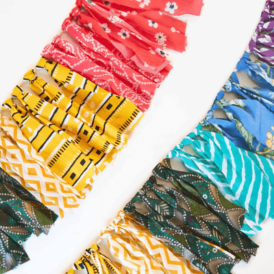 Upcycled Rainbow Fringes – Wall Decor on Brown Living™. SKU: UMW - FRNG - STRING - 01. Img 3.
