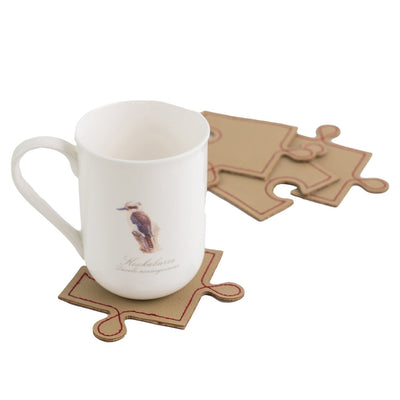 Upcycled, Stain - Free and Handwoven Puzzle Coasters (Set of 4) – Table Decor on Brown Living™. SKU: COT09D. Img 2.