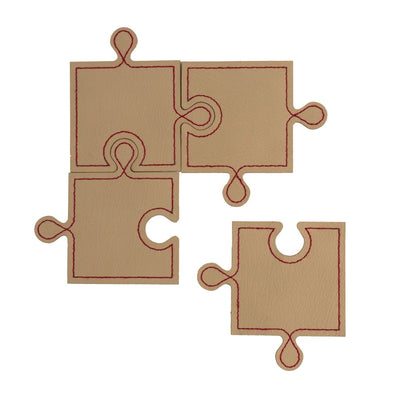 Upcycled, Stain - Free and Handwoven Puzzle Coasters (Set of 4) – Table Decor on Brown Living™. SKU: COT09D. Img 1.