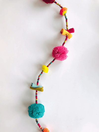 Upcycled Tinker Pom - Pom String – Wall Decor on Brown Living™. SKU: UMW - TINKER - STRING - 01. Img 4.