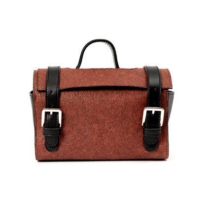 Utility Bag with Buckles & Handle – Plant Leather (Madder Red & Black) | Verified Sustainable by Brown Living™