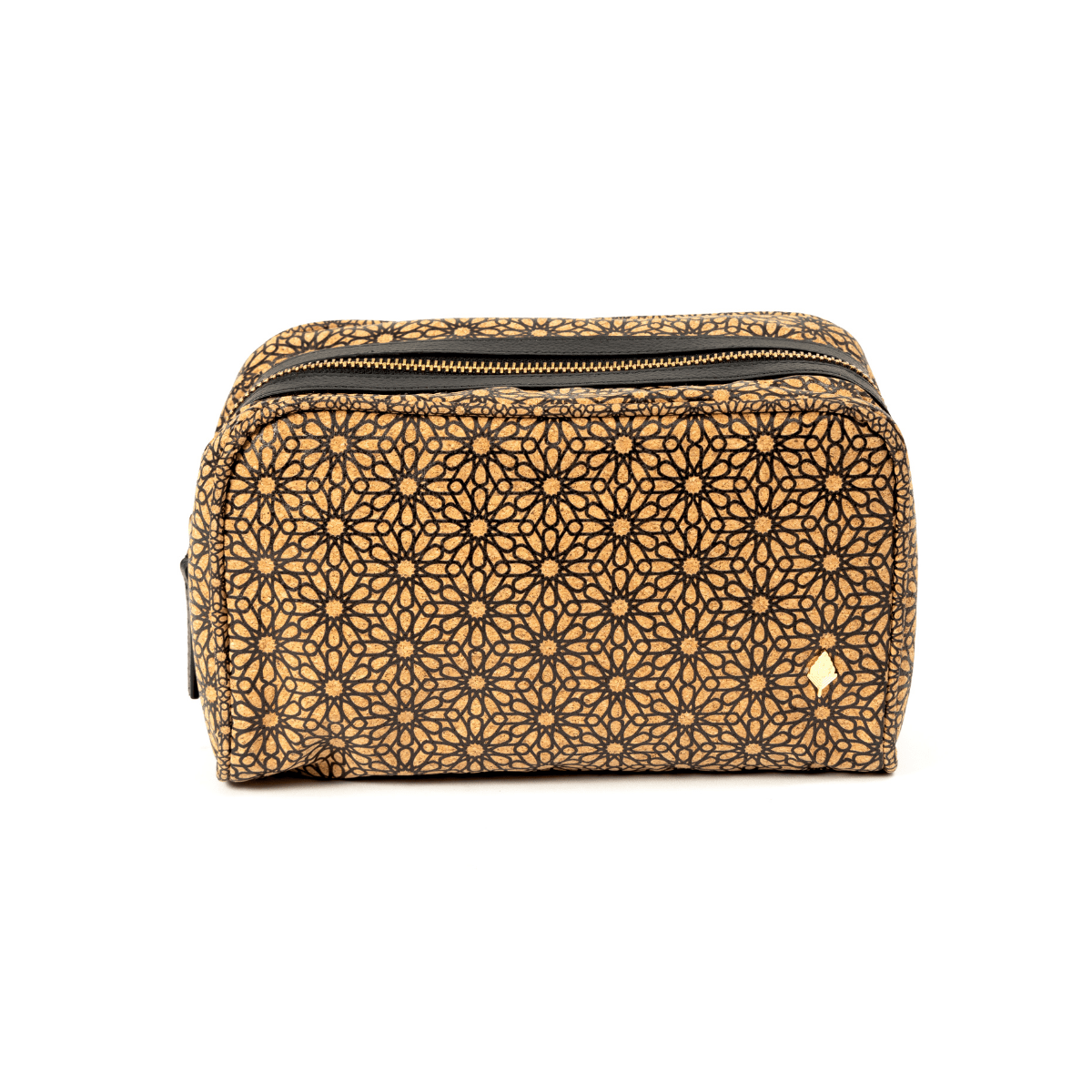Utility Pouch with Zipper – Plant Leather & Cork Print (Black) | Verified Sustainable by Brown Living™