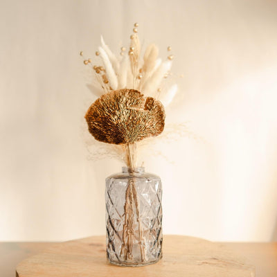 Vivid Glass Vase with Dried Flower Bunch Decor – Home Decor on Brown Living™. SKU: v - 334. Img 4.