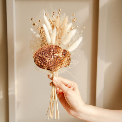 Vivid Glass Vase with Dried Flower Bunch Decor – Home Decor on Brown Living™. SKU: v - 334. Img 3.