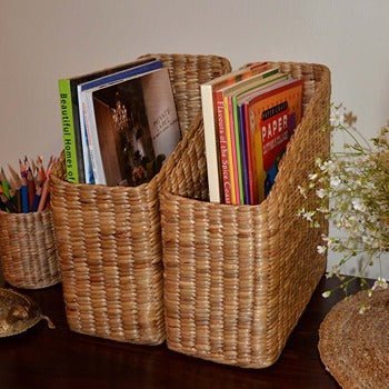 Water Hyacinth Magazine & File Holder - Natural