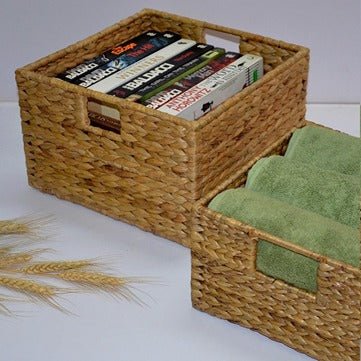 Water Hyacinth Square Storage Basket – Baskets & Boxes on Brown Living™. SKU: WHSBAS002A. Img 4.