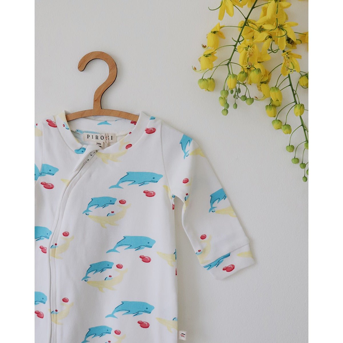 Whales Newborn Bodysuit – Organic Cotton Baby Essential | Verified Sustainable by Brown Living™