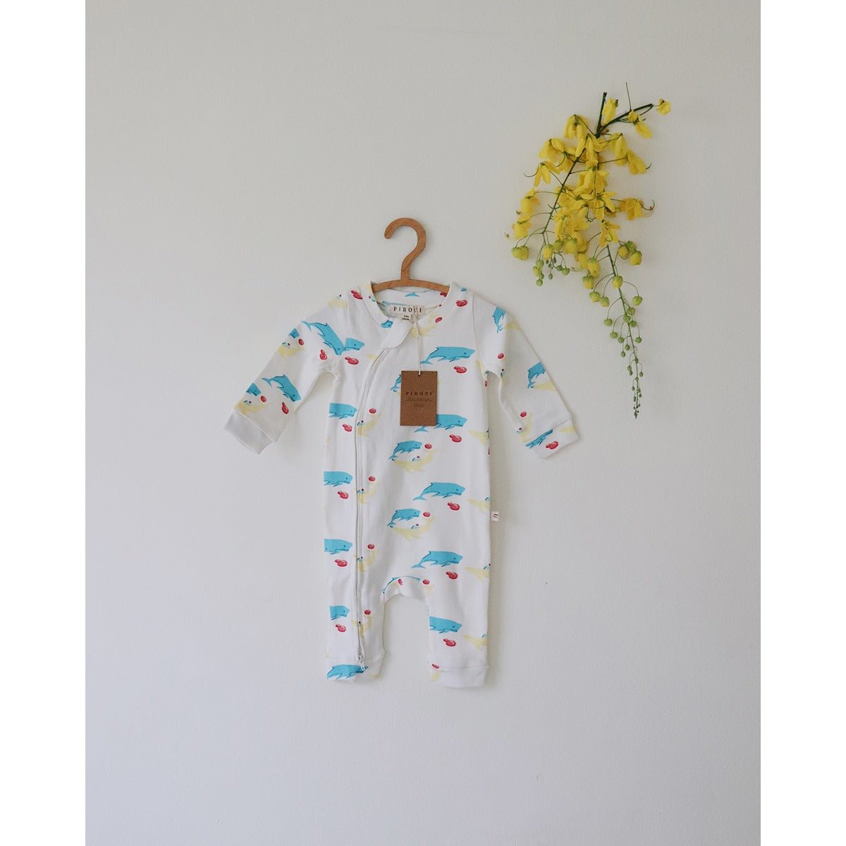 Whales Newborn Bodysuit – Organic Cotton Baby Essential | Verified Sustainable by Brown Living™