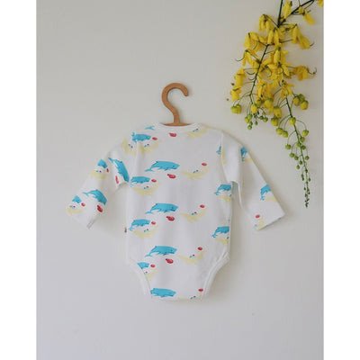 Whales Organic Baby Kimono Onesie – Soft Cotton Newborn Romper – Kids Onesies on Brown Living™. SKU: AC - 01 - 0001/0 - 3M. Img 5.