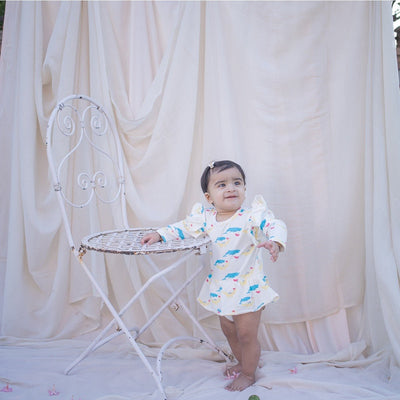Whales Organic Peplum Baby Onesie – Stylish & Soft Cotton – Kids Onesies on Brown Living™. SKU: AC - 01 - 0004/0 - 3M. Img 1.