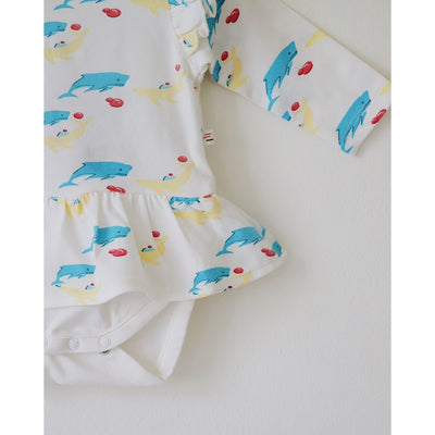 Whales Organic Peplum Baby Onesie – Stylish & Soft Cotton – Kids Onesies on Brown Living™. SKU: AC - 01 - 0004/0 - 3M. Img 5.