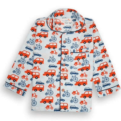 100% Cotton Wheels World Kids Collar Night Suit Set – Kids Nightwear on Brown Living™. SKU: WWD23K1. Img 7.