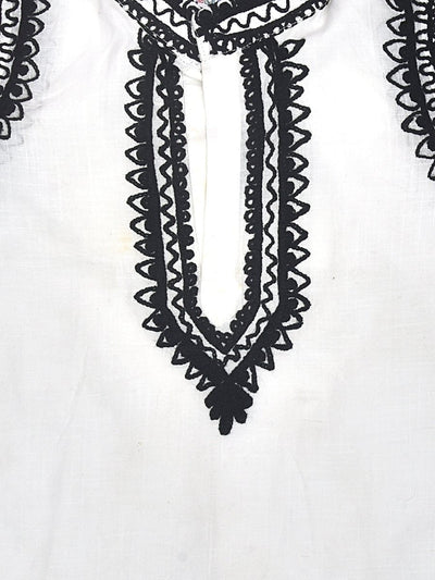 White Cotton Baby Boy Kurta Pajama Set with Kashmiri Ari Embroidery – Kids Ethnic Sets on Brown Living™. SKU: T01 - XL. Img 4.