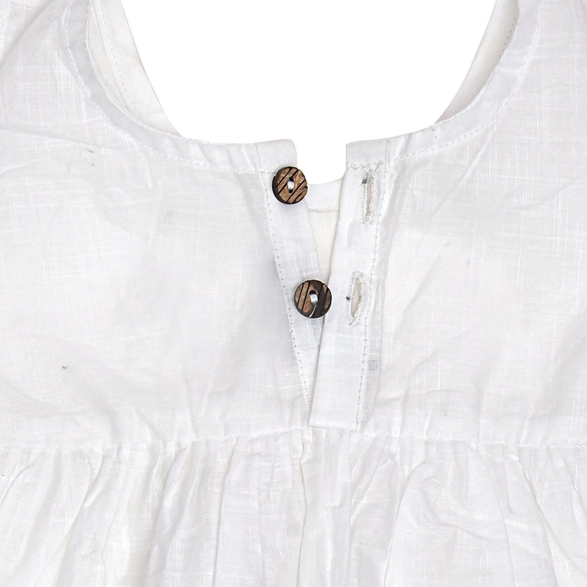 White Cotton Baby Dress with Lavendar Design Hand Embroidery | Verified Sustainable by Brown Living™