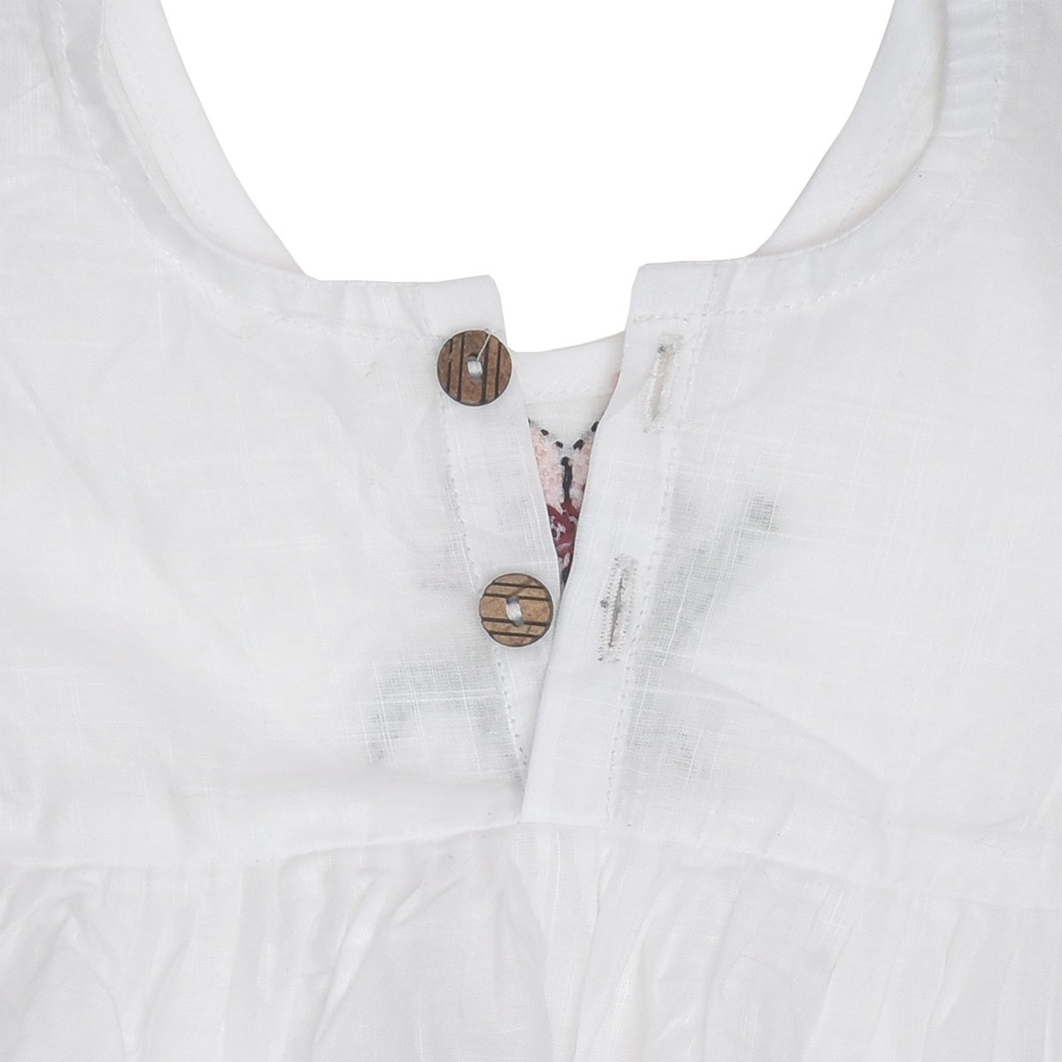 White Cotton Baby Dress with Lily Design Hand Embroidery | Verified Sustainable by Brown Living™