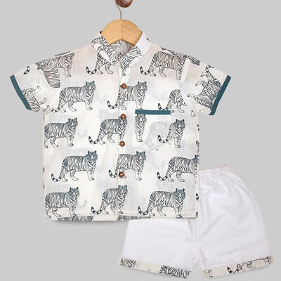 Cotton Design Hand Block Baby Shirt Pant Set – Kids Daywear Sets on Brown Living™. SKU: ST - COMBO - TIG - L. Img 1.