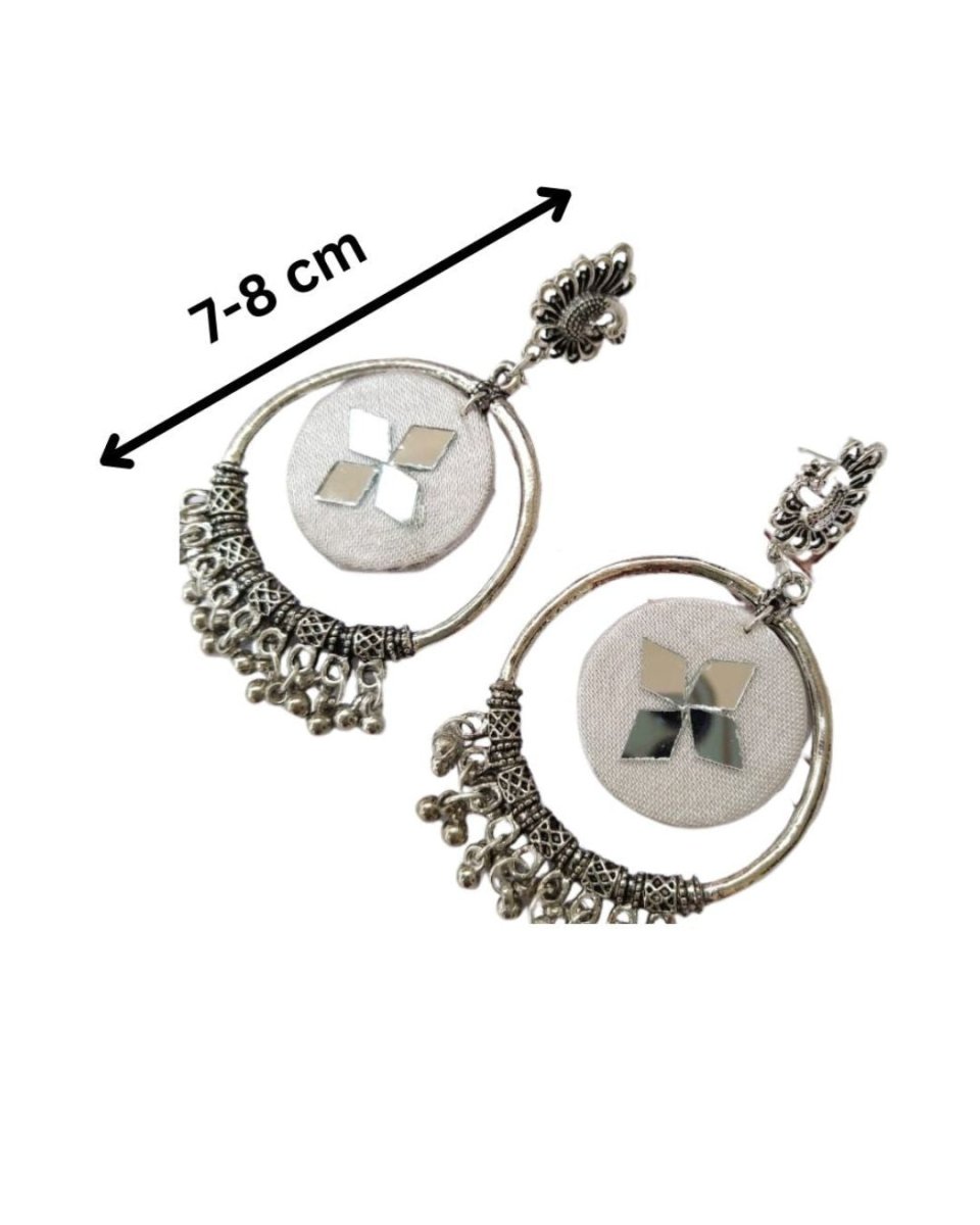 White Earthy Oxidised Jhumkas with Everyday Ease – Womens earrings by The serene by Rainvas available on Brown Living™. . SKU: RVS - SER - EAR - 106. Img 5.