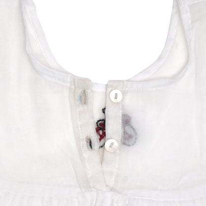 White Mulmul Baby Dress with Butterfly Design Hand Embroidery | Verified Sustainable by Brown Living™