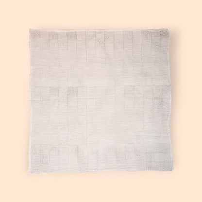 White Mulmul Geometric Design Hand Embroidered Baby Nakshi Kantha | Verified Sustainable by Brown Living™