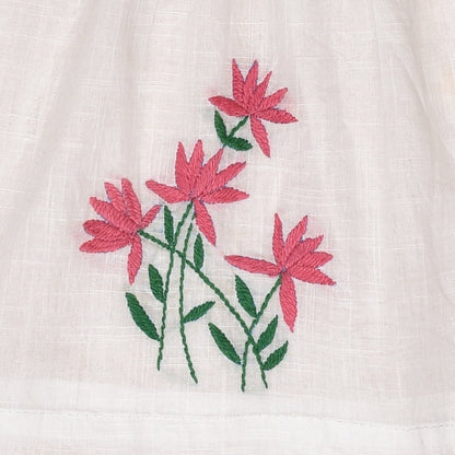 White Pure Cotton Hand Embroidered Baby Dress Combo - Set of 3 | Verified Sustainable by Brown Living™