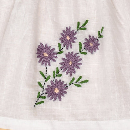White Pure Cotton Hand Embroidered Baby Dress Combo - Set of 3 | Verified Sustainable by Brown Living™