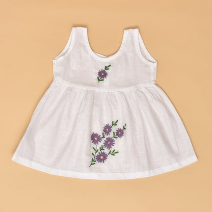 White Pure Cotton Hand Embroidered Baby Dress Combo - Set of 3 | Verified Sustainable by Brown Living™