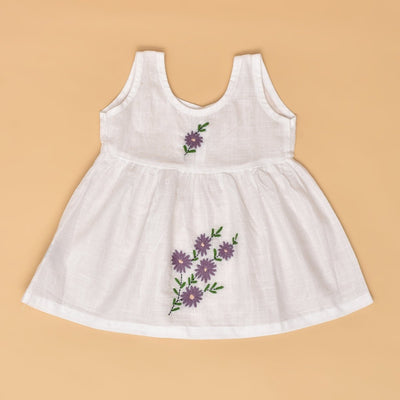 White Pure Cotton Hand Embroidered Baby Dress Combo - Set of 3 – Kids Frocks & Dresses on Brown Living™. SKU: STRCOTWHIFROCOM01 - S5497. Img 6.