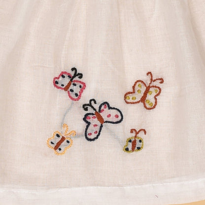 White Pure Mulmul Hand Embroidered Baby Dress Combo - Set of 2 | Verified Sustainable by Brown Living™