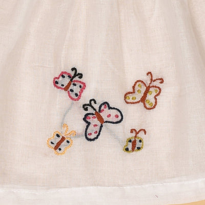 White Pure Mulmul Hand Embroidered Baby Dress Combo - Set of 2 – Kids Frocks & Dresses on Brown Living™. SKU: STRCOTMULFROCOM03 - S. Img 12.