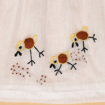 White Pure Mulmul Hand Embroidered Baby Dress Combo - Set of 2 | Verified Sustainable by Brown Living™