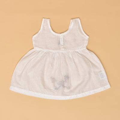 White Pure Mulmul Hand Embroidered Baby Dress Combo - Set of 2 – Kids Frocks & Dresses on Brown Living™. SKU: STRCOTMULFROCOM03 - S. Img 13.