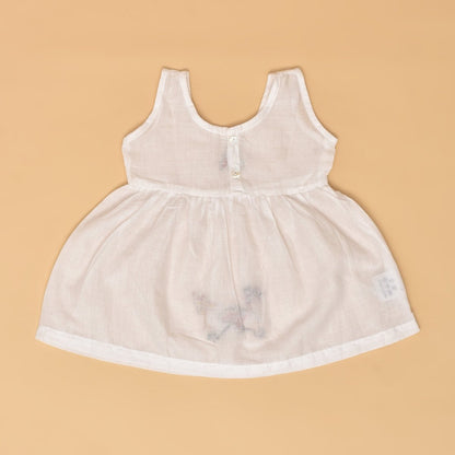 White Pure Mulmul Hand Embroidered Baby Dress Combo - Set of 2 | Verified Sustainable by Brown Living™
