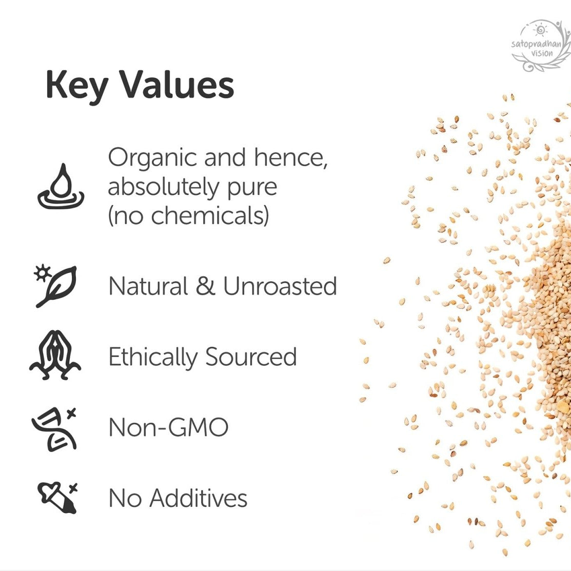White Sesame Seeds 200g - Organic & Unroasted | Verified Sustainable by Brown Living™
