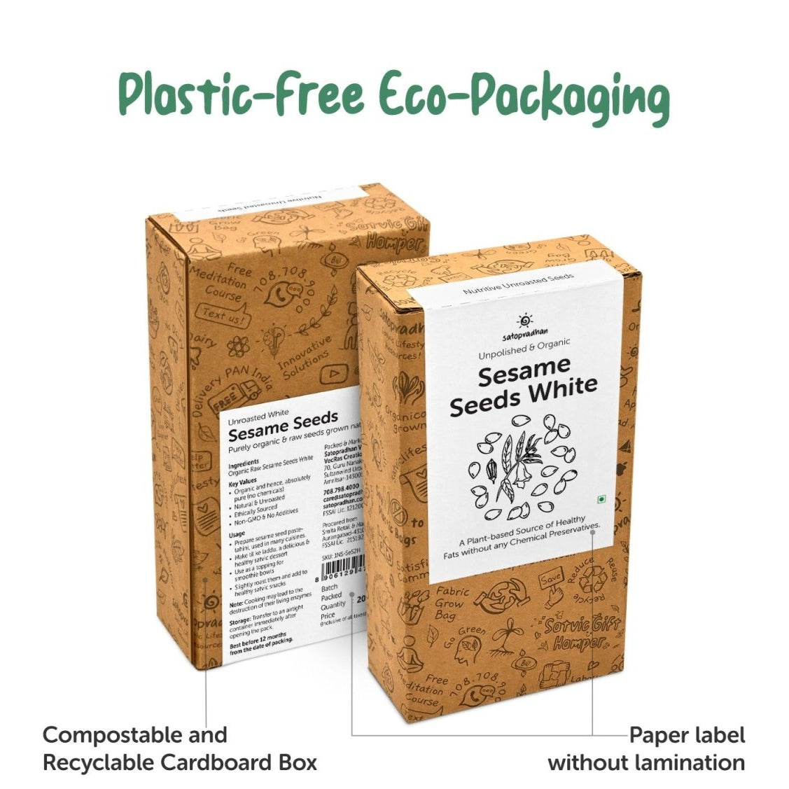 White Sesame Seeds 200g - Organic & Unroasted | Verified Sustainable by Brown Living™