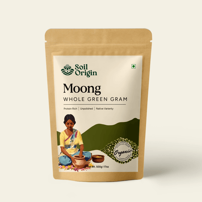 Whole Green Gram (Moong) | Unpolished | Protein - Rich | 500g | Verified Sustainable by Brown Living™