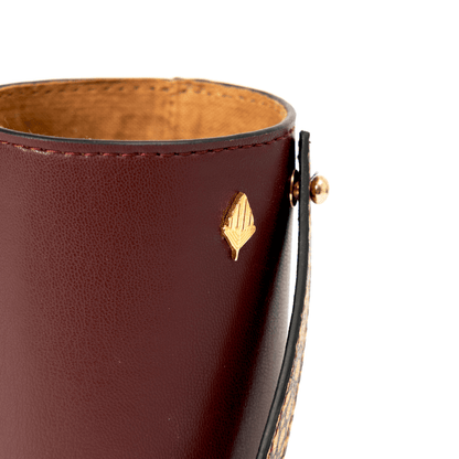 Wine Bottle Carry Case – Plant Leather & Printed Cork (Maroon) | Verified Sustainable by Brown Living™